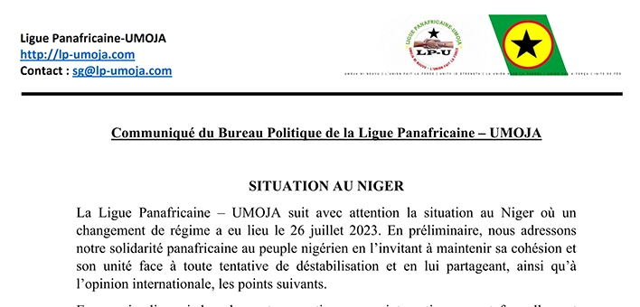 Solidarité panafricaine au peuple du Niger